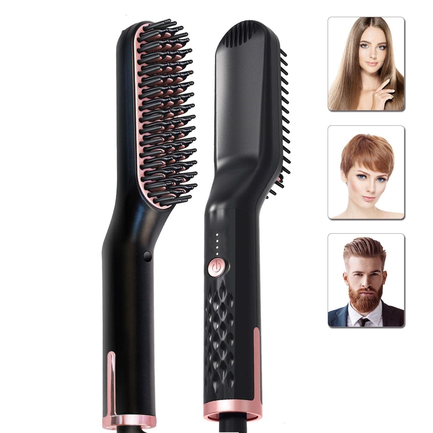 2 in1 Hair Straightener Brush Heating Beard Clip